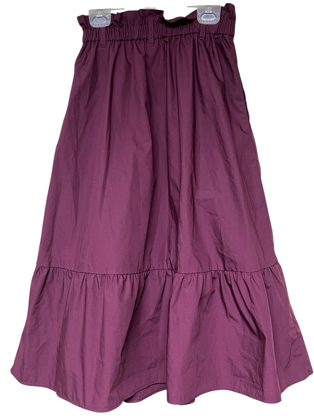 Uniqlo burgundy high waist ribbon frill tiered ruffle skirt